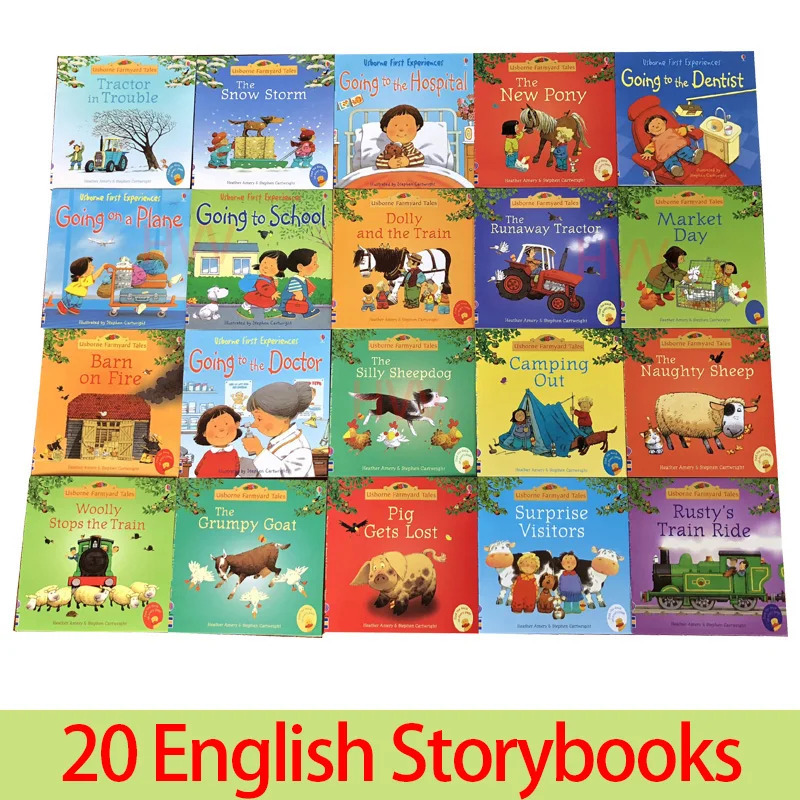 20 ta kitoblar, hikoyalar kitoblari, ingliz bolalari, Usborne tasviri, Livros, bolalar uchun mashhur fermer ertaklari, erta taʼlim, Libros komikslari