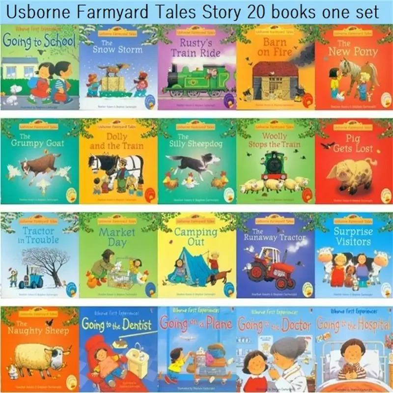 20 ta kitoblar, hikoyalar kitoblari, ingliz bolalari, Usborne tasviri, Livros, bolalar uchun mashhur fermer ertaklari, erta taʼlim, Libros komikslari