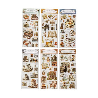 2 varaq/paket Mushuk kitob doʻkoni stikerlari Kundalik oʻqish uchun kitoblarni oʻtkazish oson Retro mos yozuvlar stikerlari Scrapbooking materiallari foni