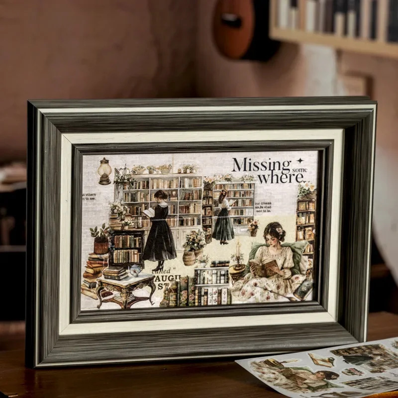 2 varaq/paket Mushuk kitob doʻkoni stikerlari Kundalik oʻqish uchun kitoblarni oʻtkazish oson Retro mos yozuvlar stikerlari Scrapbooking materiallari foni
