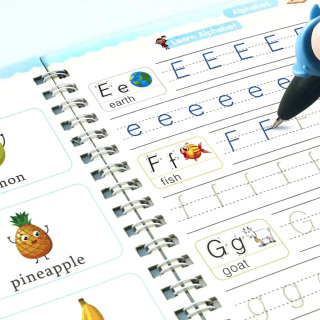 4 ta kitoblar Montessori choʻkib ketgan ingliz sehrli daftarlari qayta foydalanish mumkin boʻlgan yozish amaliyoti 3D xattotlik kitobi artib boʻlmaydigan oʻrgatish kitoblari