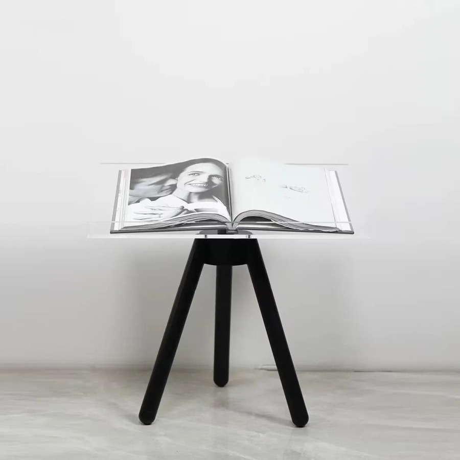 Напольная подставка для журналов и книг, роскошная, металлическая, акриловая, на трех ножках, для демонстрации и чтения, для рабочего стола