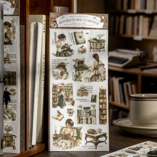 Набор переводных наклеек «Уголок книжного магазина» (1 упаковка), серия «Книжный магазин», винтажный стиль, для дневников, скрапбукинга, коллажей