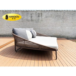 Bog ʻmehmonxona hovuzi veranda Ijtimoiy odoblar mebel choʻtkasi alyuminiy arqon toʻqilgan Chaise Lounge Ochiq dam olish uchun toʻshak