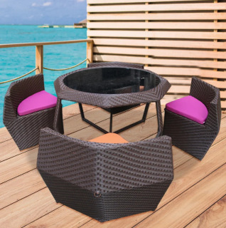 Садовая уличная обеденная мебель из поли ротанга, стол и набор стульев
