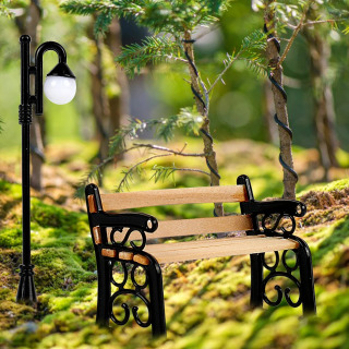 Mini mebel mikro landshaft qoʻl sanʻat qoʻgʻirchoq uyi Miniatyura yogʻoch park dastgohi koʻcha chiroq haykalcha peri bogʻi veranda hovlisi bezaklari