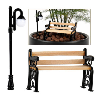 Mini mebel mikro landshaft qoʻl sanʻat qoʻgʻirchoq uyi Miniatyura yogʻoch park dastgohi koʻcha chiroq haykalcha peri bogʻi veranda hovlisi bezaklari