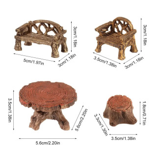 Miniatyura stullari Stol Mini skameykali park stul haykalchalari Mikro manzara Peri bogʻi dekorasi Qoʻgʻirchoq uyini bezash Bonsai bezaklari