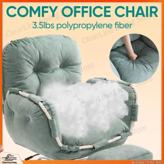 Ergonomik ofis kreslosi, kompyuter stoli uchun qulay toʻrli orqa oʻrindiqli ayollar uchun oyoq tayanchi, qoʻl dayamalari va koʻndalang oyoqlari bilan oʻtirish dizayni