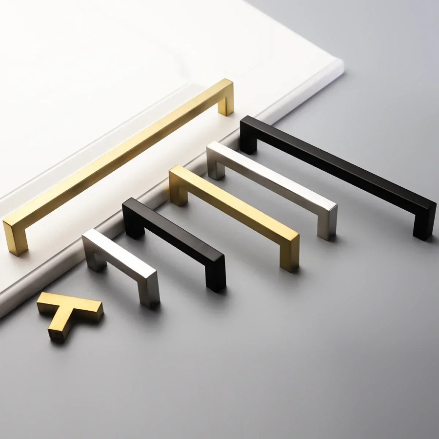 Мебельная фурнитура, ручка в стиле ретро из нержавеющей стали, ручка для мебели, серебристая, черная, золотая, квадратная ручка для мебели, ручка для шкафа