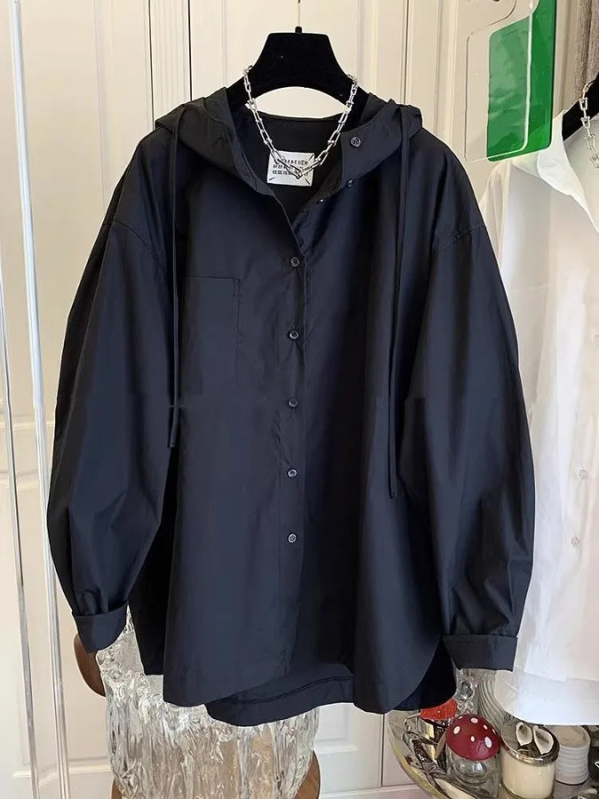 Модные женские топы, блузки большого размера, женская одежда, Blusas Mujer De Moda, рубашка с капюшоном и длинными рукавами, повседневное белое базовое пальто