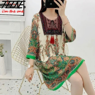 Ayollar Kiyimlari Ayollar Hind liboslari Zaxirada Yozgi Vintage Casual Plaj Koʻylagi Koreys naqshli qirrali gulli koʻylaklar