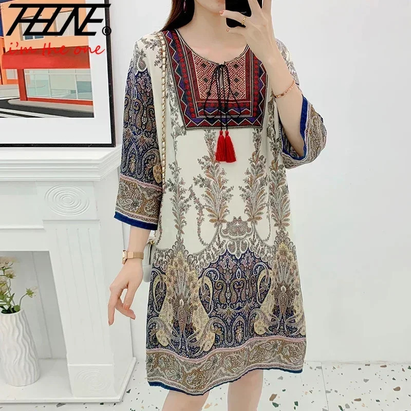 Ayollar Kiyimlari Ayollar Hind liboslari Zaxirada Yozgi Vintage Casual Plaj Koʻylagi Koreys naqshli qirrali gulli koʻylaklar
