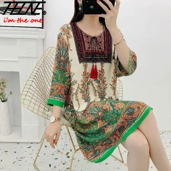 Ayollar Kiyimlari Ayollar Hind liboslari Zaxirada Yozgi Vintage Casual Plaj Koʻylagi Koreys naqshli qirrali gulli koʻylaklar