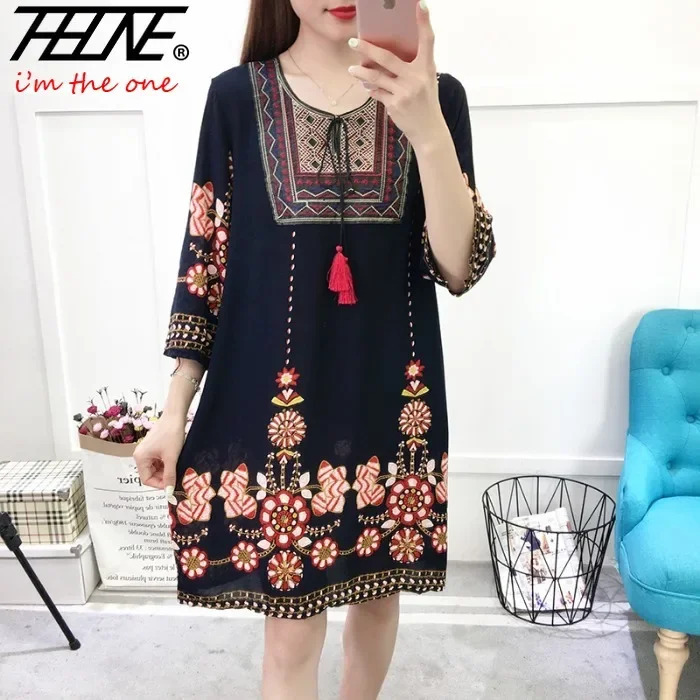 Ayollar Kiyimlari Ayollar Hind liboslari Zaxirada Yozgi Vintage Casual Plaj Koʻylagi Koreys naqshli qirrali gulli koʻylaklar