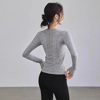 Ayollar uchun yoga kiyimlari sport kiyimlari ekipaj boʻyinli choksiz yupqa yugurish koʻylaklari Fitness mashgʻulotlari uchun uzun yengli sport koʻylagi qishki