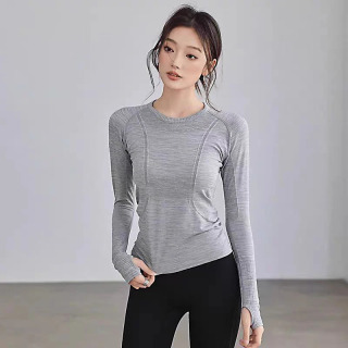 Ayollar uchun yoga kiyimlari sport kiyimlari ekipaj boʻyinli choksiz yupqa yugurish koʻylaklari Fitness mashgʻulotlari uchun uzun yengli sport koʻylagi qishki