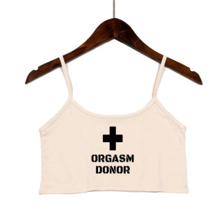 Женская одежда, сексуальные топы для женщин, модная майка ORGASM DONOR с буквенным принтом, сексуальные бесшовные майки без рукавов с открытой спиной Коричневый M
