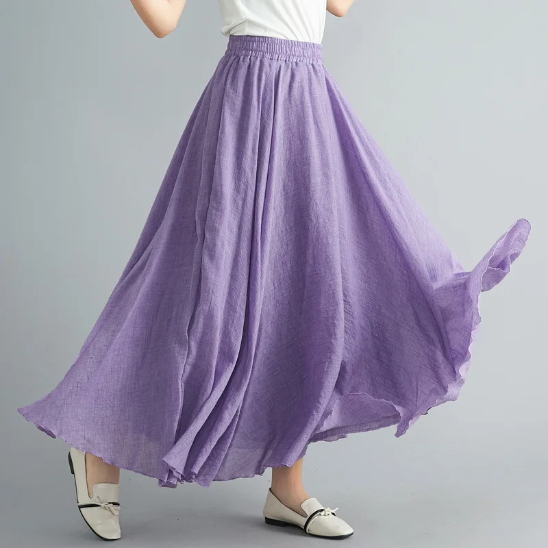 Moda kiyimlari Ayollar kiyimi yubkalar Vintage oqlangan koʻcha kiyimi Y2k Bohem paxta zigʻir kundalik kiyim uzun yubka