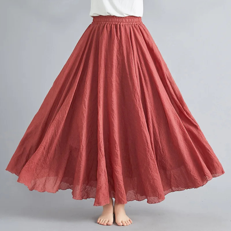 Moda kiyimlari Ayollar kiyimi yubkalar Vintage oqlangan koʻcha kiyimi Y2k Bohem paxta zigʻir kundalik kiyim uzun yubka