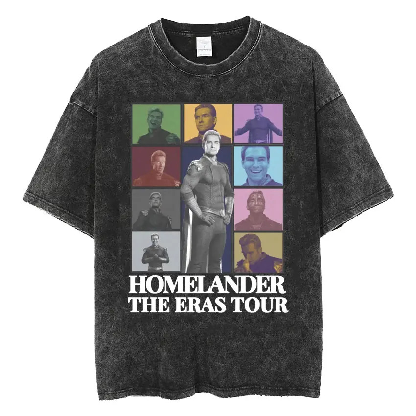 Мужская Повседневная Футболка Limited Homelander Era Tour, С Эффектом Потертости, Дышащая, С Коротким Рукавом, Круглым Вырезом