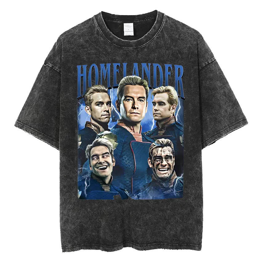 Мужская Повседневная Футболка Limited Homelander Era Tour, С Эффектом Потертости, Дышащая, С Коротким Рукавом, Круглым Вырезом
