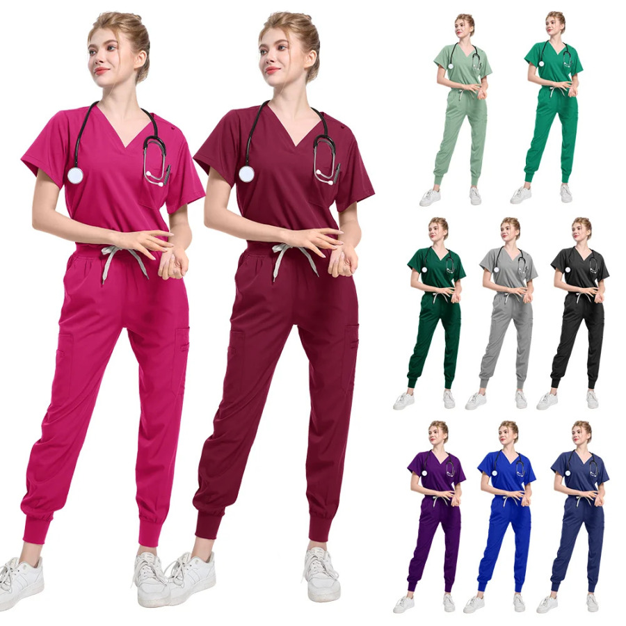 Scrubs Tibbiy Uniforma Ayollar Erkaklar Kostyumlari Jarrohlik ustki kiyimlari Shimlari Hamshira aksessuarlari Kasalxona shifokor kostyumi