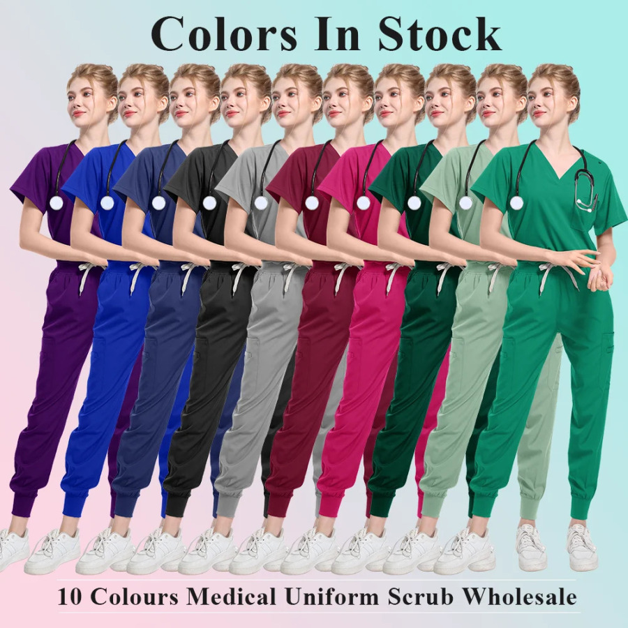 Scrubs Tibbiy Uniforma Ayollar Erkaklar Kostyumlari Jarrohlik ustki kiyimlari Shimlari Hamshira aksessuarlari Kasalxona shifokor kostyumi