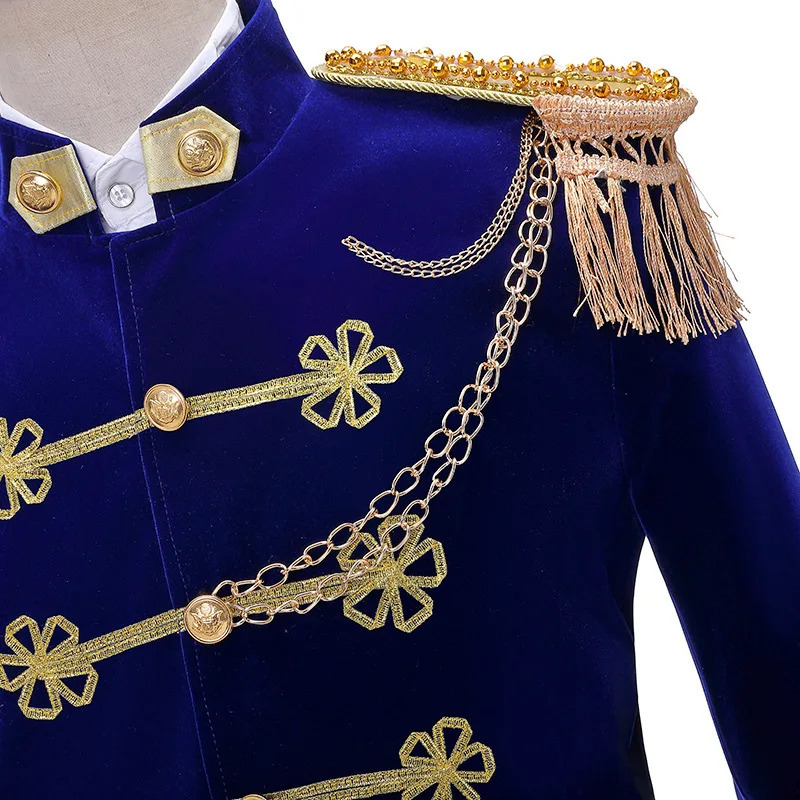 Oʻrta asr juftlik kostyumi koʻk-koʻk Cosplay kostyumi Yevropa qirollik gvardiyasi Xellouin kostyumi Moviy palto shim libosi partiya formasi 2025