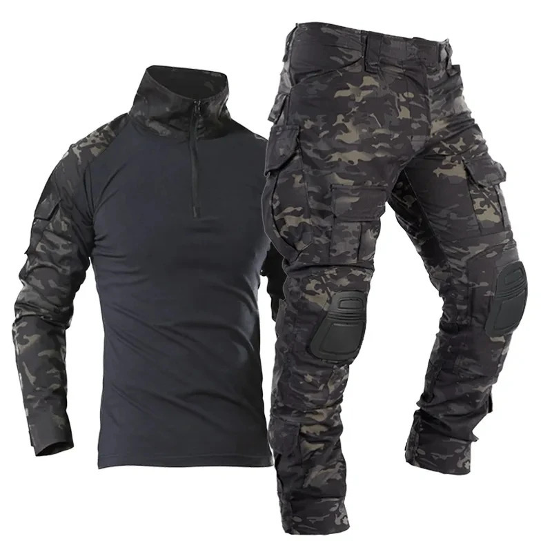 Harbiy forma kamuflyaj taktik ishchi erkaklar Airsoft kiyimi jangovar palto shim kiyimi askar mergan ovchi