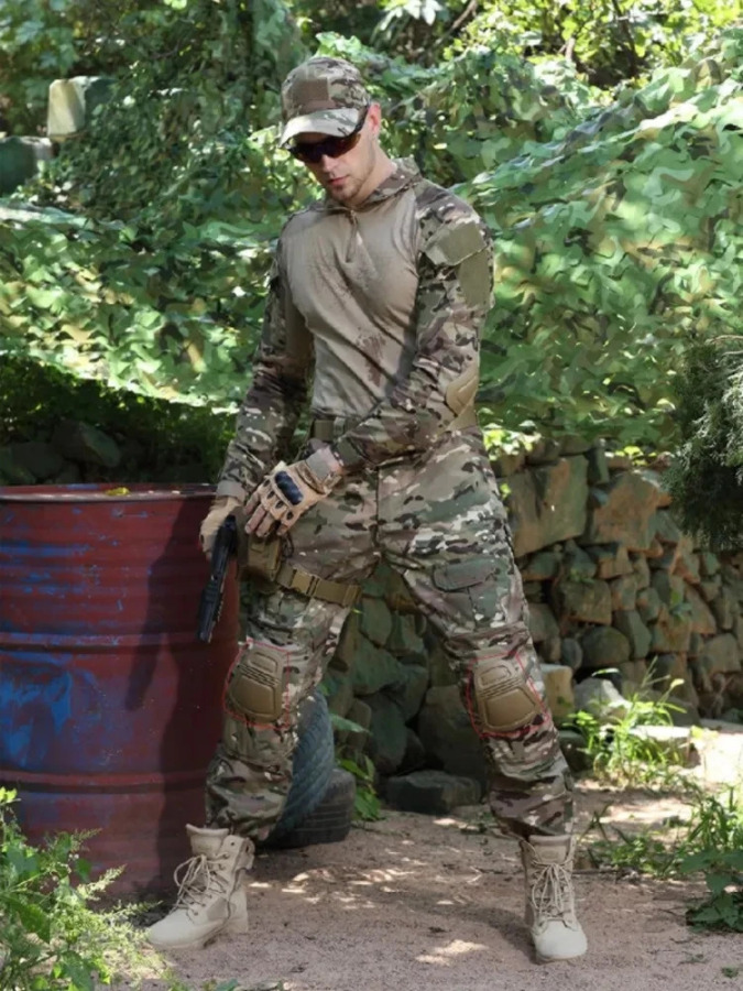Harbiy forma kamuflyaj taktik ishchi erkaklar Airsoft kiyimi jangovar palto shim kiyimi askar mergan ovchi
