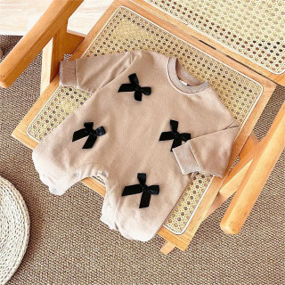 Yangi Tugʻilgan Qizlar Kiyimlari Bow Kichkintoylar Rompers Bahor Kuz Kichkintoylar Koʻylak Paxta Kichkintoylar Kiyimlari 0-18 Oylik Коричневый 3M