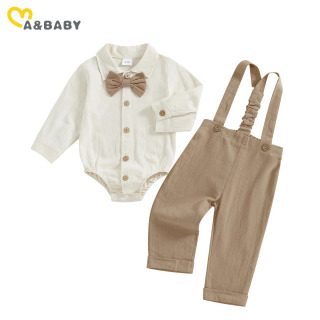 Ma & baby 0-18M комплекты одежды для новорожденных малышей мальчиков с длинным рукавом галстуком-бабочкой комбинезон с подтяжками строгие шорты