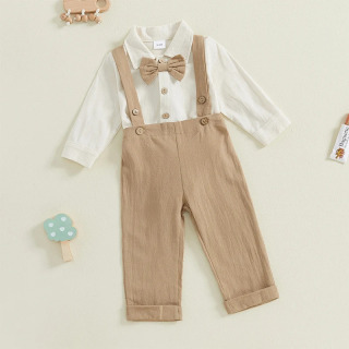 Ma & baby 0-18M комплекты одежды для новорожденных малышей мальчиков с длинным рукавом галстуком-бабочкой комбинезон с подтяжками строгие шорты