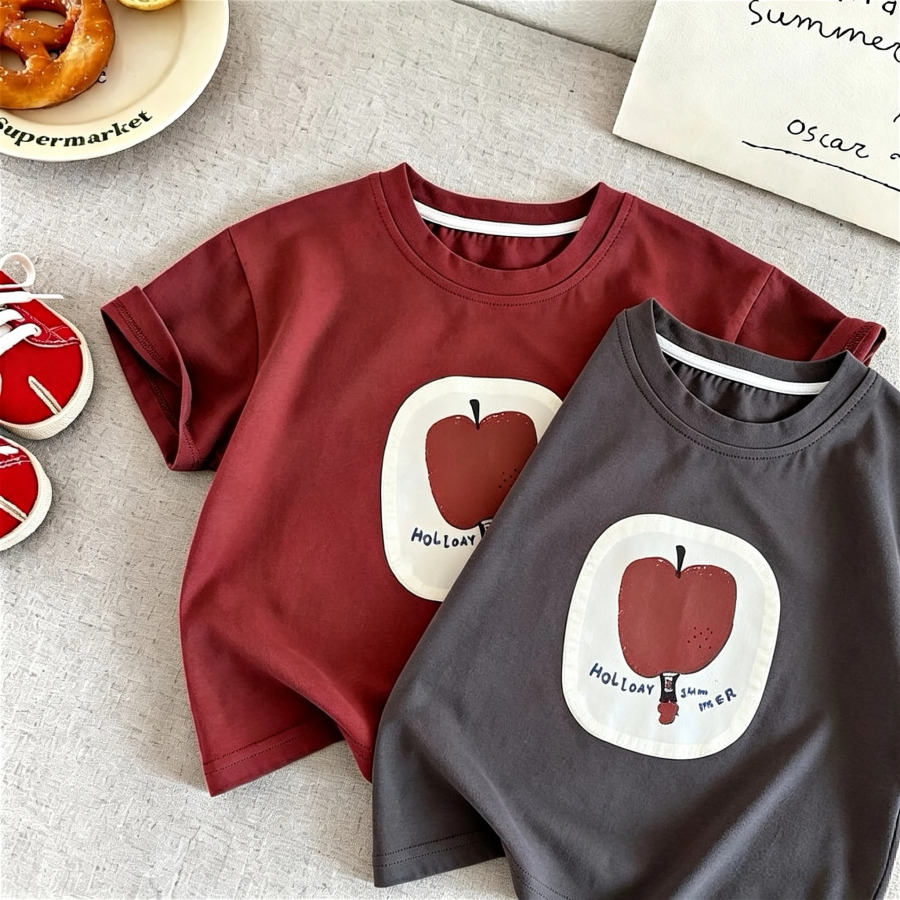 Oʻgʻil bolalar uchun yozgi moda bolalar futbolkalari Qisqa yengli O boʻyinli Uniseks