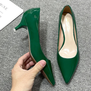 Ayollar uchun 5 sm poshnali poyafzal nafis qirrali baland oʻrta poshnali moda ofis poyabzali qora pushti qizil