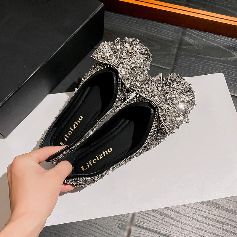 Nafis kamon payetli ayollar poyafzallari Ayollar uchun kundalik poyafzallar Moda toʻrtburchaklar tekisliklari hashamatli dizaynerlik poyabzallari Zapatos Mujer