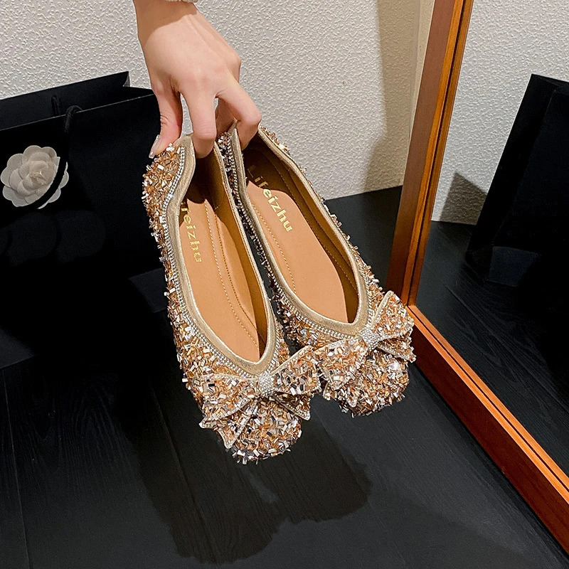 Nafis kamon payetli ayollar poyafzallari Ayollar uchun kundalik poyafzallar Moda toʻrtburchaklar tekisliklari hashamatli dizaynerlik poyabzallari Zapatos Mujer