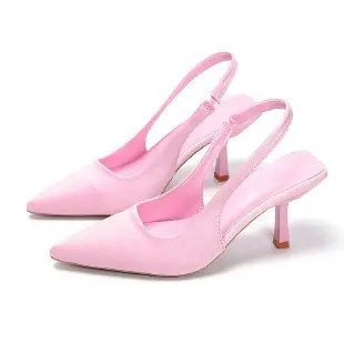 Ayollar yozgi poyafzallari 2025 Yangi moda uchi uchli Stiletto poshnali oʻrta poshnali baland poshnali sandallar Ayollar boʻsh oyoqli orqa sandallar Yashil ayollar poyabzali Розовый 40
