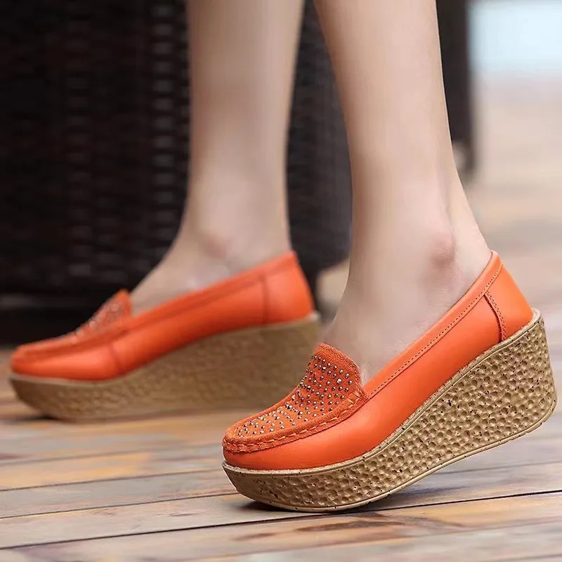 2025 Yangi Ayollar Poyafzallari Kundalik Ayollar Loafers Ayollar Takozli Platforma Poyafzallari PU Teri Yassi Ayollar Zapatos De Mujer