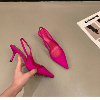 Ayollar yozgi poyafzallari 2024 Yangi moda oʻtkir burunli Stiletto oʻrta poshnali sandallar Ayollar ochiq burunli sandallar Ayollar yashil poyabzallari