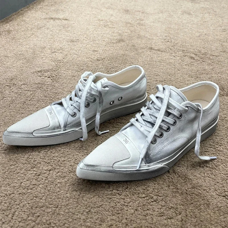Женские белые модные кеды ручной работы, унисекс, из парусины, Zapatillas De Mujer