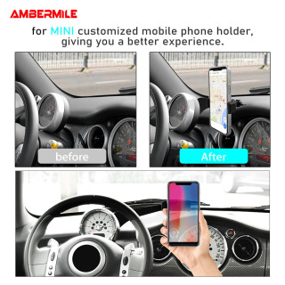 AMBERMILE автомобильный держатель для мобильного телефона на руль для Mini Cooper R50 R52 R53 аксессуары авто украшение интерьера крепление Click