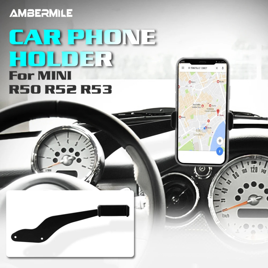 AMBERMILE автомобильный держатель для мобильного телефона на руль для Mini Cooper R50 R52 R53 аксессуары авто украшение интерьера крепление Click