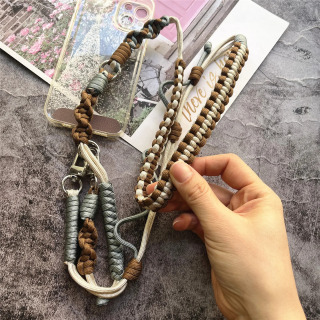 Telefon zanjiri qoʻlda ishlangan mobil telefon aksessuarlari olinadigan kalit boʻyinbogʻlar DIY qoʻlda toʻqish uchun smartfon yelka tasmali Premium lanyard