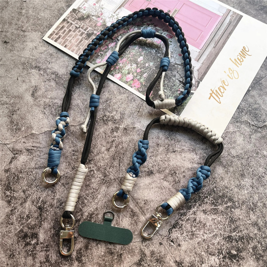 Telefon zanjiri qoʻlda ishlangan mobil telefon aksessuarlari olinadigan kalit boʻyinbogʻlar DIY qoʻlda toʻqish uchun smartfon yelka tasmali Premium lanyard