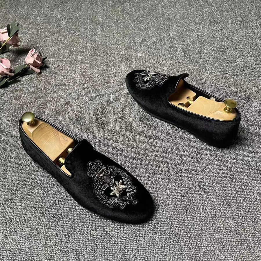 Erkaklar toʻy poyafzallari kashta tikilgan loaferlar erkaklar hashamatli qora tuflilar hashamatli dizayner smokin poyafzallari Biznes kuyov poyafzallari Zapato rasmiy hombre