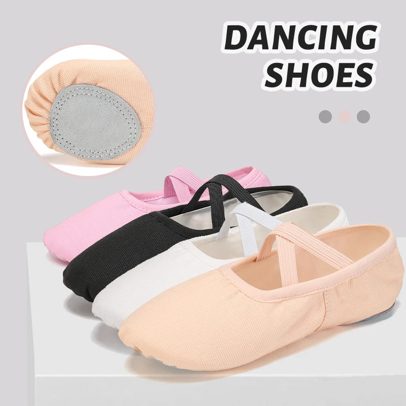 Ayollar balet poyafzallari Qizlar raqs tuflilari Split Sole raqs tuflilari Gimnastika Yoga raqs poyafzallari Kanvas bolalar kattalar uchun balet poyabzallari