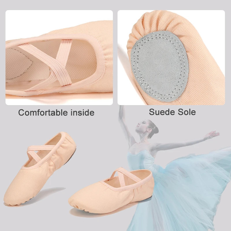 Ayollar balet poyafzallari Qizlar raqs tuflilari Split Sole raqs tuflilari Gimnastika Yoga raqs poyafzallari Kanvas bolalar kattalar uchun balet poyabzallari