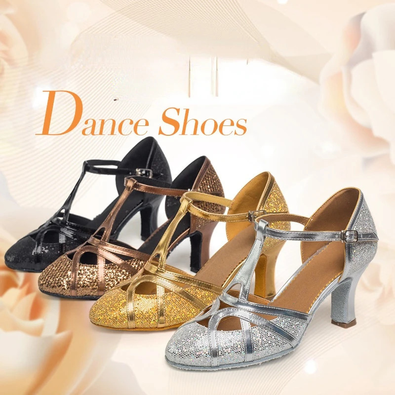 Moda Ayollar Balo Raqsi Poyafzallari Yaltiroq Zamonaviy Yopiq Oyoqli Salsa Bal Zali Tango Lotin Poyafzallari Qizlar Sandallari